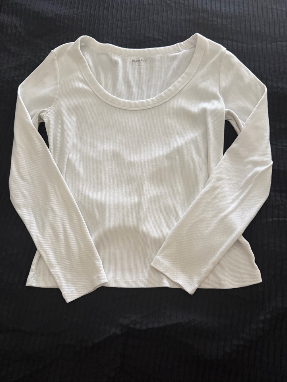 Old Navy White Ribbed Long Sleeve Top